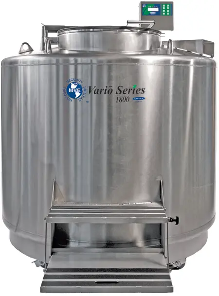 vario tank labeled 1 flat small white MVE Vario Cryogenic Freezer